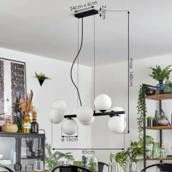 Koyoto Suspension, Boule lumineuse, Suspension Blanc, 8 lumières