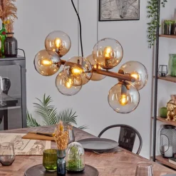 Koyoto Suspension, Boule lumineuse, Suspension Ambre, Clair, 8 lumières
