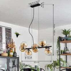 Koyoto Suspension, Boule lumineuse, Suspension Ambre, Clair, 8 lumières