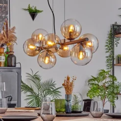 Koyoto Suspension, Boule lumineuse, Suspension Ambre, Clair, 8 lumières