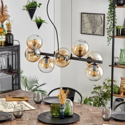 Koyoto Suspension, Boule lumineuse, Suspension Ambre, Clair, 8 lumières