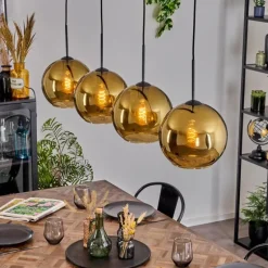 Koyoto Suspension, Boule lumineuse, Suspension Or, 4 lumières