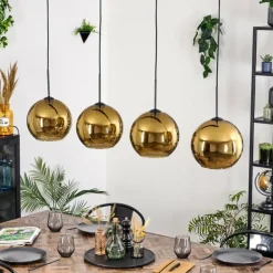 Koyoto Suspension, Boule lumineuse, Suspension Or, 4 lumières