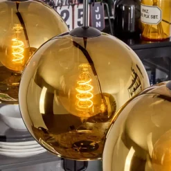 Koyoto Suspension, Boule lumineuse, Suspension Or, 4 lumières