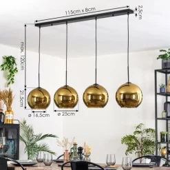 Koyoto Suspension, Boule lumineuse, Suspension Or, 4 lumières