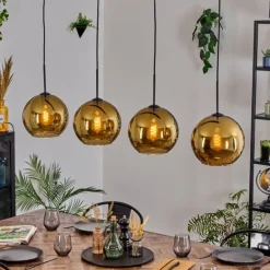 Koyoto Suspension, Boule lumineuse, Suspension Or, 4 lumières