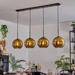 Koyoto Suspension, Boule lumineuse, Suspension Or, 4 lumières
