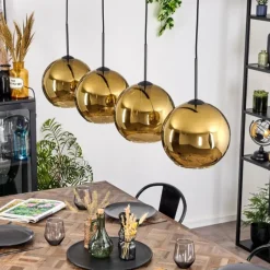 Koyoto Suspension, Boule lumineuse, Suspension Or, 4 lumières