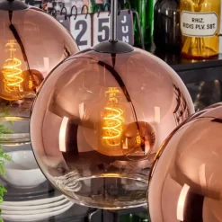 Koyoto Suspension, Boule lumineuse, Suspension Clair, Cuivré, 4 lumières