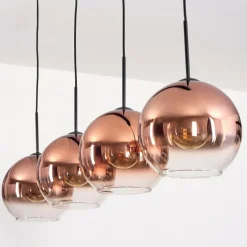 Koyoto Suspension, Boule lumineuse, Suspension Clair, Cuivré, 4 lumières
