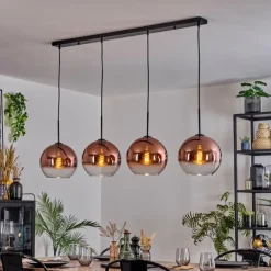 Koyoto Suspension, Boule lumineuse, Suspension Clair, Cuivré, 4 lumières