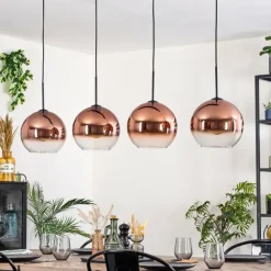 Koyoto Suspension, Boule lumineuse, Suspension Clair, Cuivré, 4 lumières