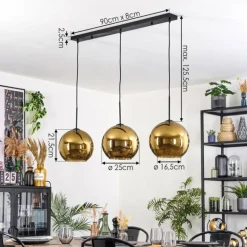 Koyoto Suspension, Boule lumineuse, Suspension Noir, 3 lumières