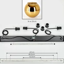 Koyoto Suspension, Boule lumineuse, Suspension Noir, 3 lumières