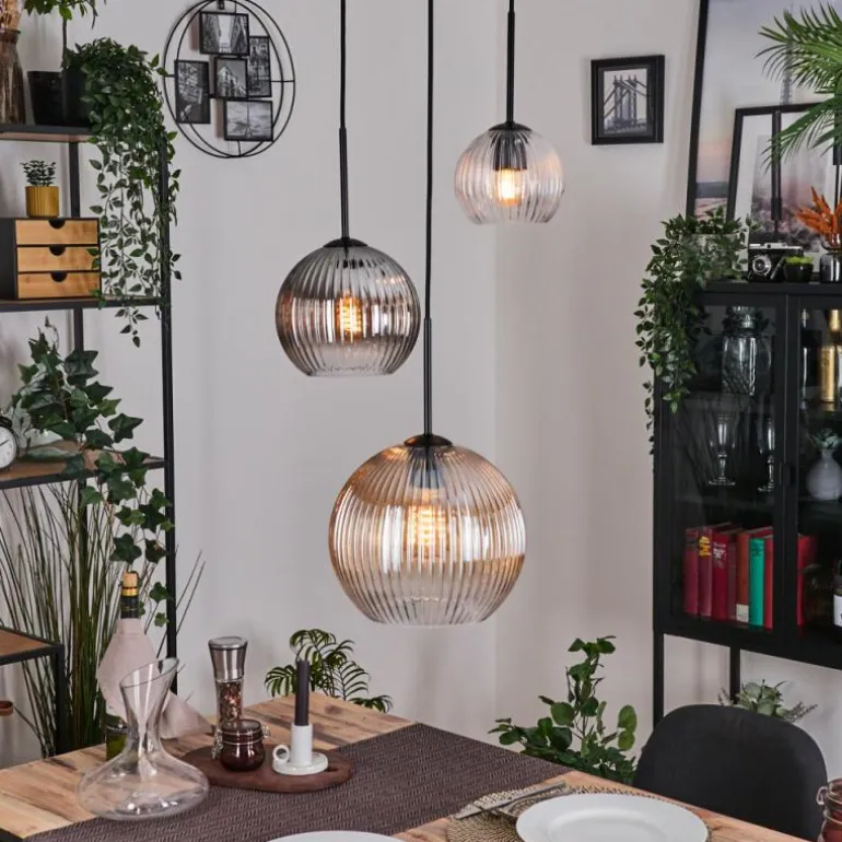 Koyoto Suspension, Boule lumineuse, Suspension Noir, 3 lumières
