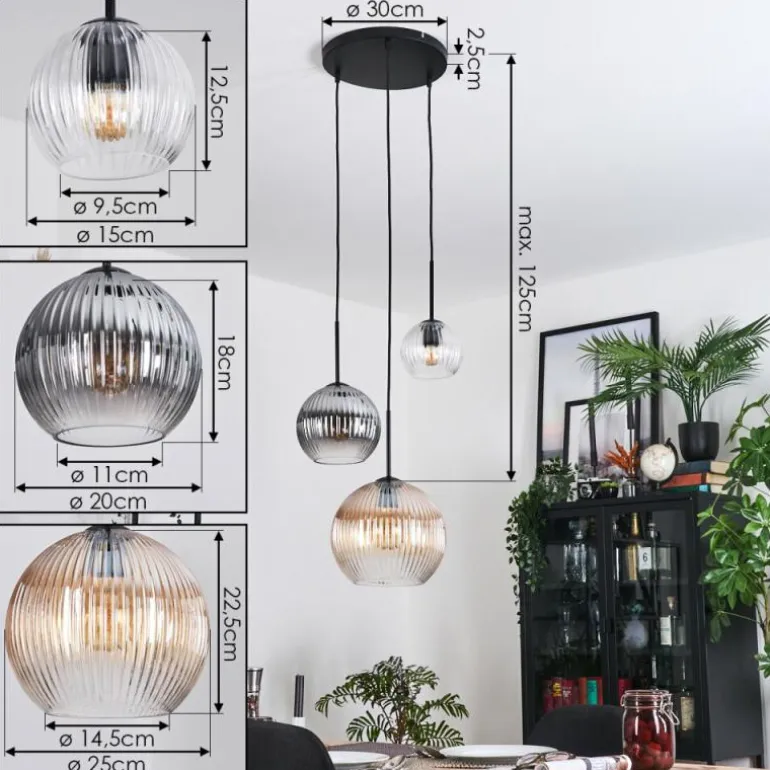 Koyoto Suspension, Boule lumineuse, Suspension Noir, 3 lumières