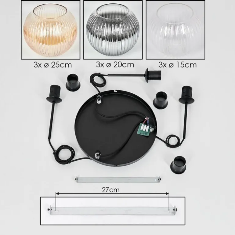 Koyoto Suspension, Boule lumineuse, Suspension Noir, 3 lumières