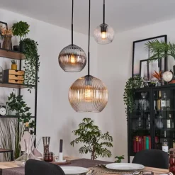 Koyoto Suspension, Boule lumineuse, Suspension Noir, 3 lumières