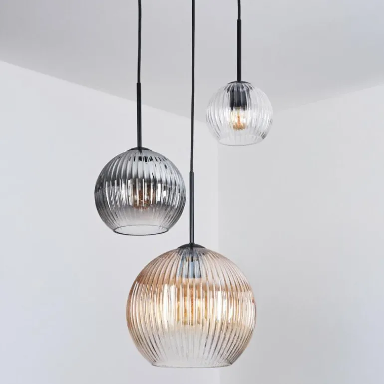 Koyoto Suspension, Boule lumineuse, Suspension Noir, 3 lumières