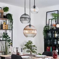 Koyoto Suspension, Boule lumineuse, Suspension 30 cm Noir, 3 lumières