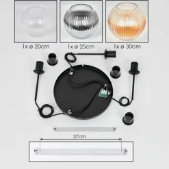Koyoto Suspension, Boule lumineuse, Suspension 30 cm Noir, 3 lumières