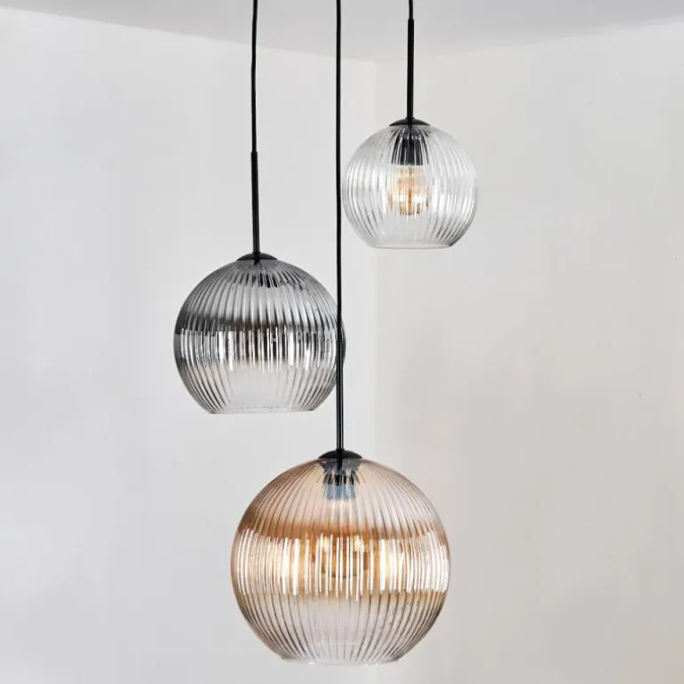 Koyoto Suspension, Boule lumineuse, Suspension 30 cm Noir, 3 lumières