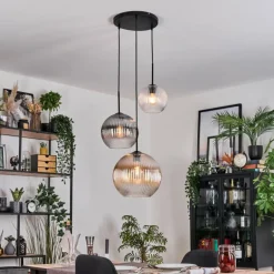 Koyoto Suspension, Boule lumineuse, Suspension 30 cm Noir, 3 lumières