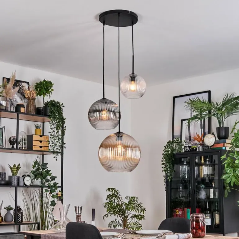 Koyoto Suspension, Boule lumineuse, Suspension 30 cm Noir, 3 lumières