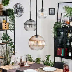 Koyoto Suspension, Boule lumineuse, Suspension 30 cm Noir, 3 lumières
