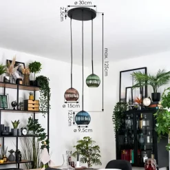 Koyoto Suspension, Boule lumineuse, Suspension Noir, 3 lumières