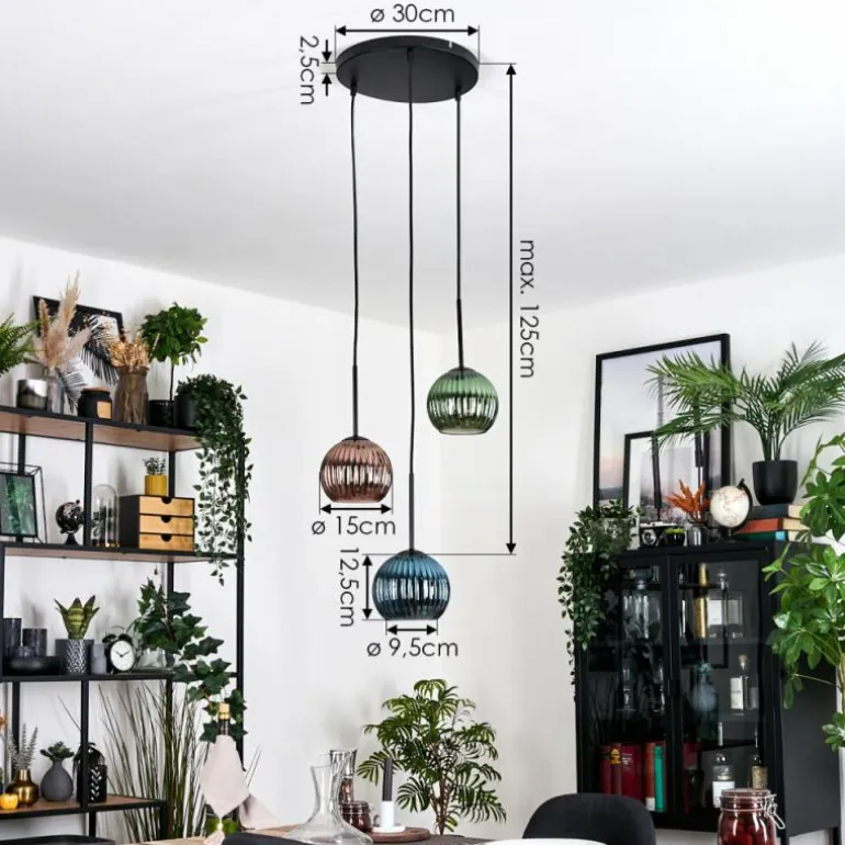 Koyoto Suspension, Boule lumineuse, Suspension Noir, 3 lumières
