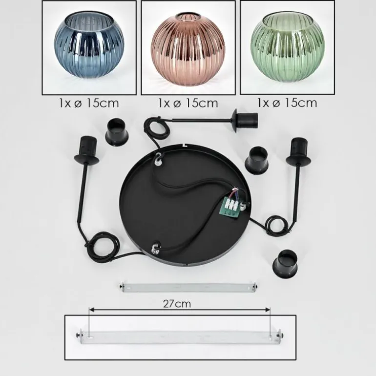 Koyoto Suspension, Boule lumineuse, Suspension Noir, 3 lumières