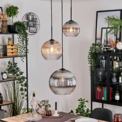 Koyoto Suspension, Boule lumineuse, Suspension, Suspension grappe Ambre, Clair, Fumé, 3 lumières