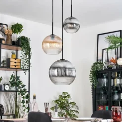 Koyoto Suspension, Boule lumineuse, Suspension, Suspension grappe Ambre, Clair, Fumé, 3 lumières