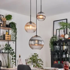 Koyoto Suspension, Boule lumineuse, Suspension, Suspension grappe Ambre, Clair, Fumé, 3 lumières