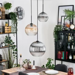 Koyoto Suspension, Boule lumineuse, Suspension, Suspension grappe Ambre, Clair, Fumé, 3 lumières