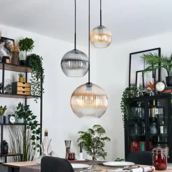 Koyoto Suspension, Boule lumineuse, Suspension, Suspension grappe Noir, 3 lumières
