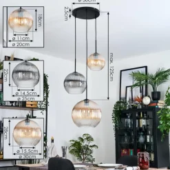 Koyoto Suspension, Boule lumineuse, Suspension, Suspension grappe Noir, 3 lumières