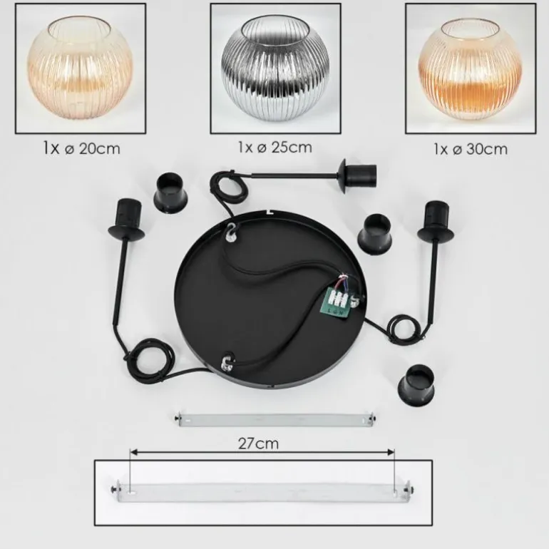 Koyoto Suspension, Boule lumineuse, Suspension, Suspension grappe Noir, 3 lumières