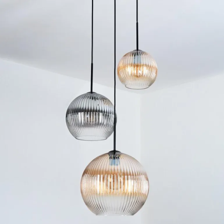 Koyoto Suspension, Boule lumineuse, Suspension, Suspension grappe Noir, 3 lumières