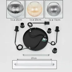 Koyoto Suspension, Boule lumineuse, Suspension Ambre, Clair, Fumé, 3 lumières