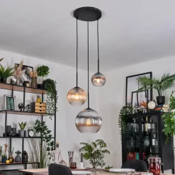Koyoto Suspension, Boule lumineuse, Suspension Ambre, Clair, Fumé, 3 lumières