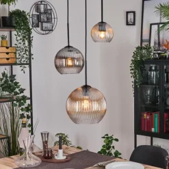 Koyoto Suspension, Boule lumineuse, Suspension Ambre, Clair, Fumé, 3 lumières