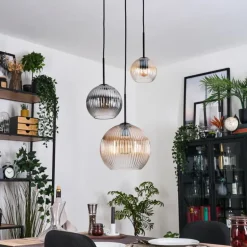 Koyoto Suspension, Boule lumineuse, Suspension Ambre, Clair, Fumé, 3 lumières