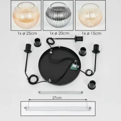 Koyoto Suspension, Boule lumineuse, Suspension Ambre, Clair, Fumé, 3 lumières