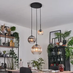 Koyoto Suspension, Boule lumineuse, Suspension Ambre, Clair, Fumé, 3 lumières