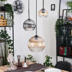 Koyoto Suspension, Boule lumineuse, Suspension Ambre, Clair, Fumé, 3 lumières