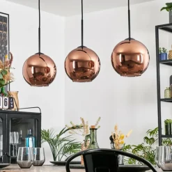 Koyoto Suspension, Boule lumineuse, Suspension Cuivré, 3 lumières