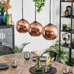 Koyoto Suspension, Boule lumineuse, Suspension Cuivré, 3 lumières