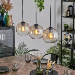 Koyoto Suspension, Boule lumineuse, Suspension Ambre, Clair, 3 lumières